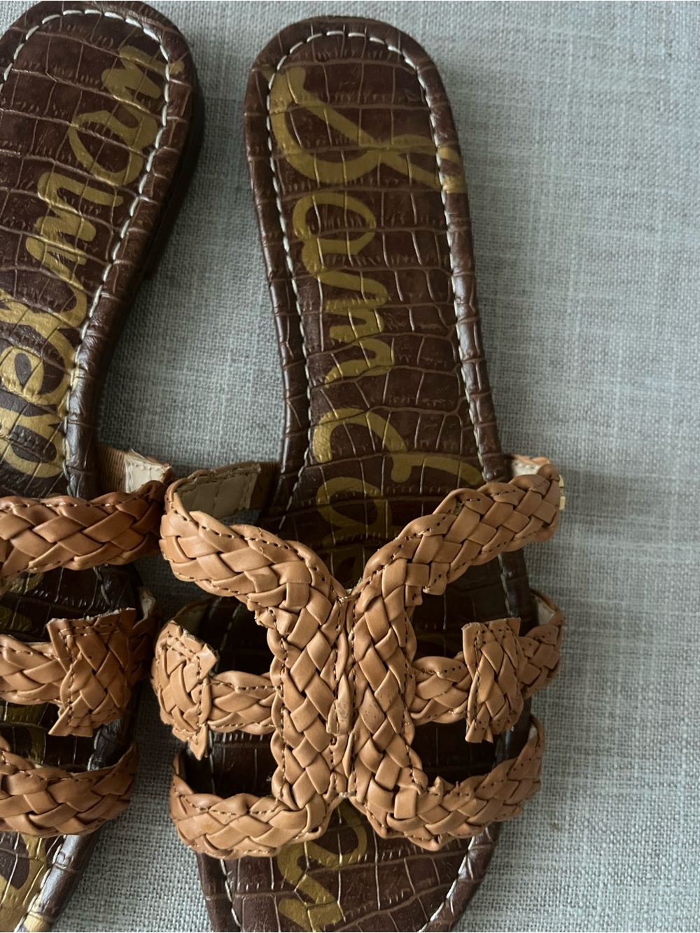 Sam Edelman Braided Tan Slip-On Sandals - Picture 2 of 8